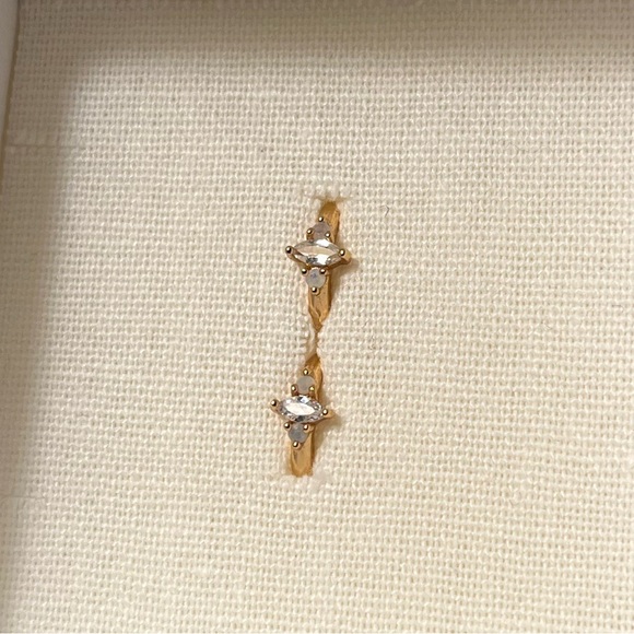 Melanie Auld Saturn Huggies Opal CZ Gold Vermeil Huggie Earrings - Picture 1 of 7